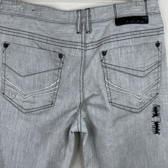 G by Guess Lucas Relaxed Straight Leg Mens Gray Distressed Stitch Jeans Sz. 33 - Picture 12 of 16